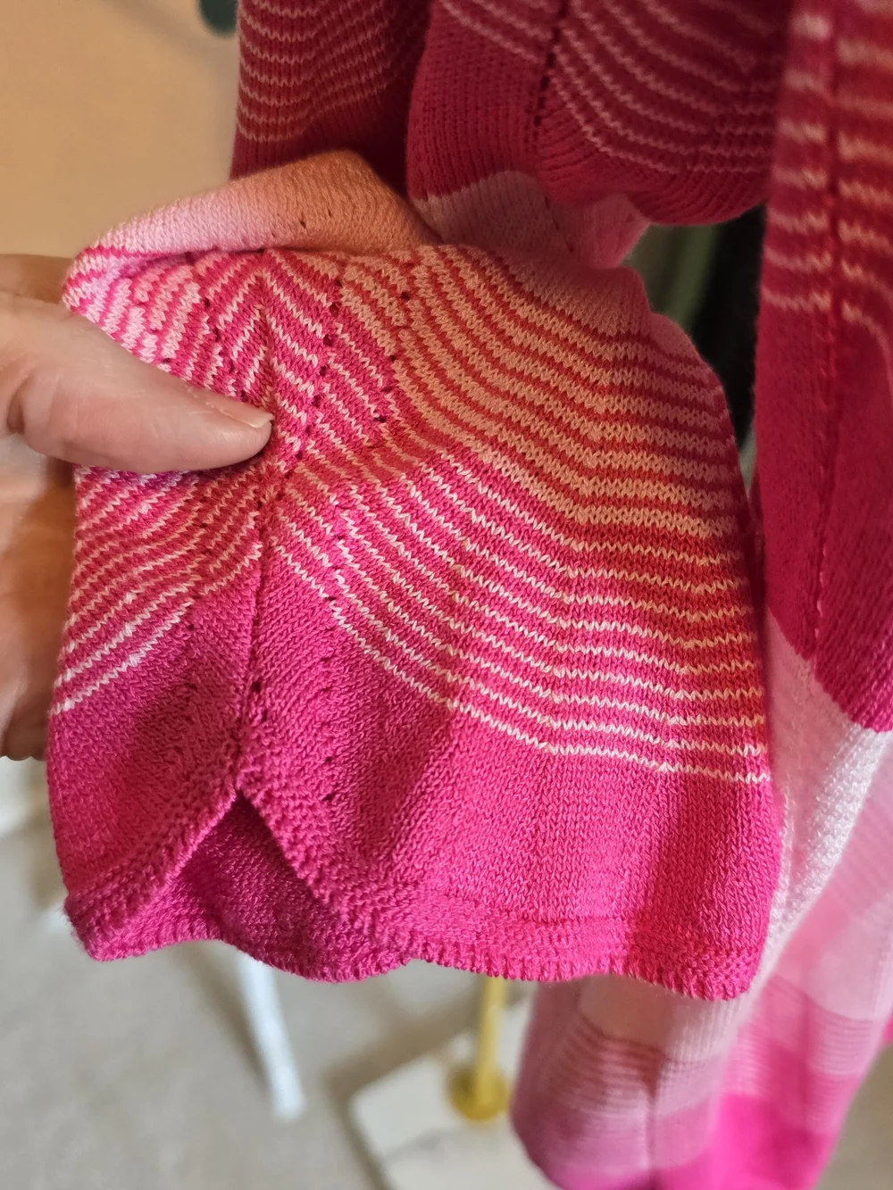 Ming Wang Pink Pointelle Chevron Knit Long-Sleeve Top Petite XL
